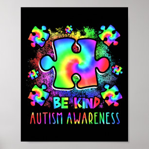 Sei nett Puzzle-Teile Tie Dye Autismus-Bewusstsein Poster