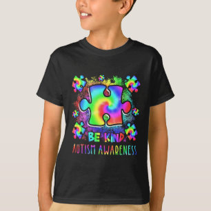 Sei nett Puzzle-Teile Tie Dye Autismus-Bewusstsein T-Shirt