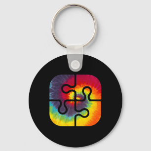 Sei nett Puzzle-Teile Tie Dye Hübsche Autismus-Bew Schlüsselanhänger