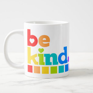 Sei nett Regenbogen-Grafik-Text-Slogan-Herzen Jumbo-Tasse
