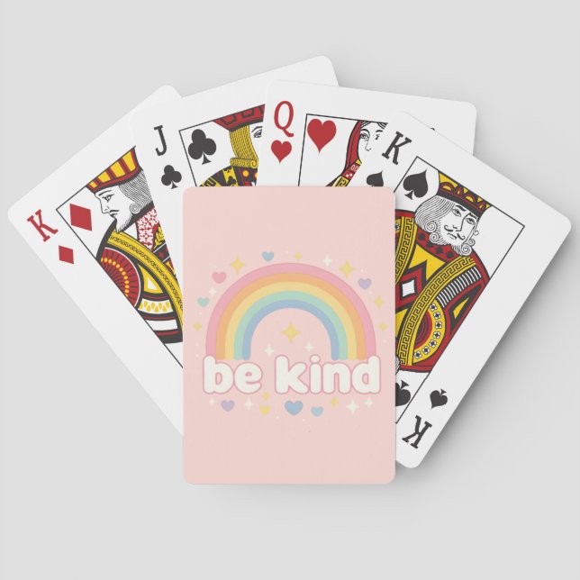 Sei nett – Regenbogen Pastell Positivität Spielkarten (Rückseite)