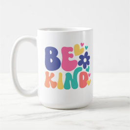 Sei nett Retro Boho –Groovy Farbige Blume & Herz Kaffeetasse