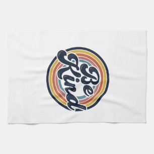 Sei nett Retro-Regenbogen Vintage-Shirt-Design_1 Geschirrtuch