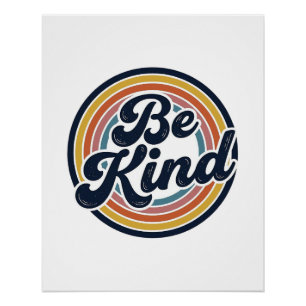 Sei nett Retro-Regenbogen Vintage-Shirt-Design_1 Poster