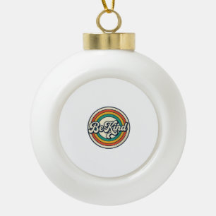 Sei nett Retro-Regenbogen Vintage-Shirt-Design_2 Keramik Kugel-Ornament