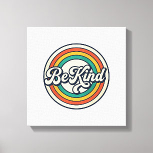 Sei nett Retro-Regenbogen Vintage-Shirt-Design_2 Leinwanddruck