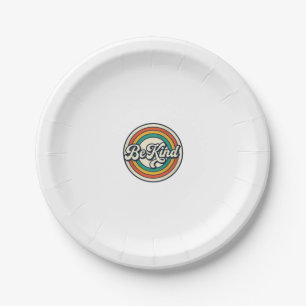 Sei nett Retro-Regenbogen Vintage-Shirt-Design_2 Pappteller