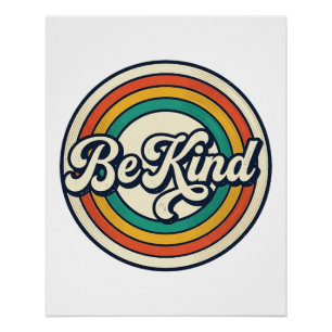 Sei nett Retro-Regenbogen Vintage-Shirt-Design_2 Poster