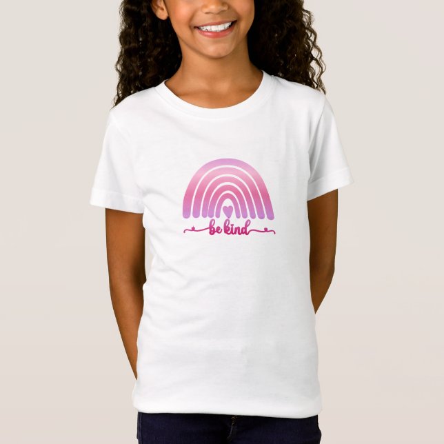 Sei nett - Rosa Regenbogen inspirierend Girls-Hemd T-Shirt (Vorderseite)