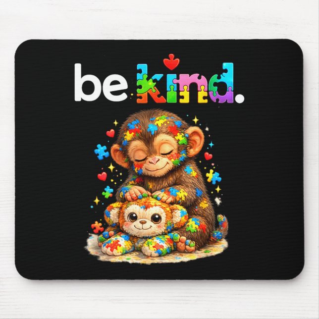 Sei nett schlage Affe farbenfrohes Puzzle Autismus Mousepad (Vorne)