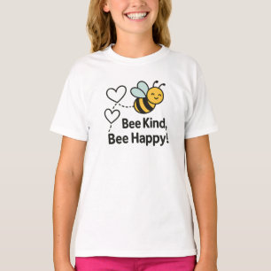 Sei nett, sei glücklich Süße gelbe Bienen Design T-Shirt