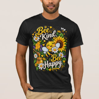Sei nett, sei glücklich, süßes Bienenliebhaber Gra T-Shirt