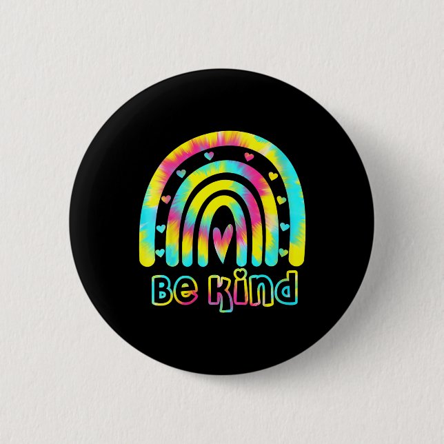 Sei nett, Tie Dye Regenbogen Freundlichkeit Autism Button (Vorderseite)