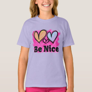 Sei nett Wasserfarben-Herzen T-Shirt