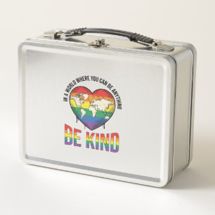 Sei nett Welt Herz Regenbogen Vektor T-Shirt Desig Metall Brotdose