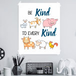 Sei nett zu allen niedlichen Cartoon, vegan Poster<br><div class="desc">Mit diesem Plakat,  das sechs niedliche Nutztiere (Kaninchen,  Ziegen,  Schweine,  Kuh,  Schafe und Hahn) mit dem Titel "Seien Sie freundlich zu jeder Art" umfasst,  soll das Bewusstsein für Tierquälerei geschärft werden.</div>