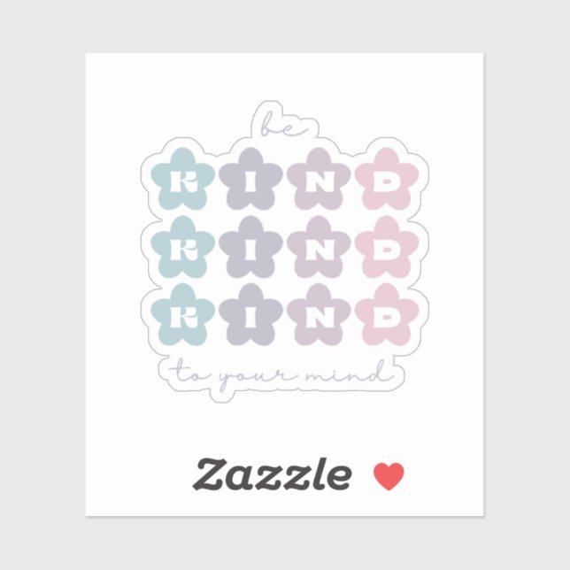 Sei nett zu deinem Geist | Retro Blume Grau Aufkleber (Blatt)