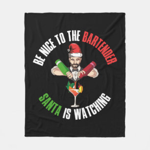 Sei nett zu dem Barkeeper Funny Santa Claus Gesche Fleecedecke