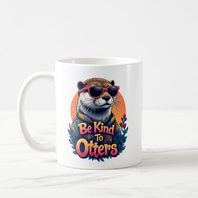 Sei nett zu Otters, lustige Otter Boys Mädchen Erw Kaffeetasse (Links)