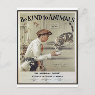 Sei nett zu Tieren - Vintage Poster Postkarte