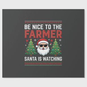 Sei nett zum Bauern Santa Weihnachten Geschenkpapier
