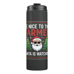 Sei nett zum Bauern Santa Weihnachten Thermosbecher
