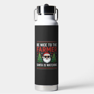 Sei nett zum Bauern Santa Weihnachten Trinkflasche