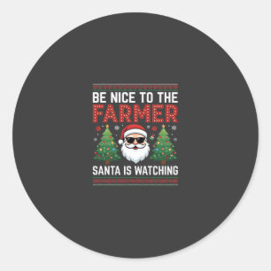 Sei nett zum Bauern Weihnachtsmann Weihnachten Runder Aufkleber