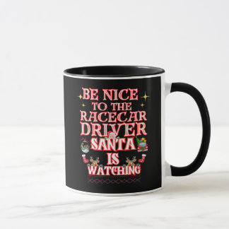 Sei nett zum Rennfahrer Santa is Funny Xmas Tasse