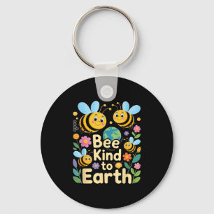 Sei nett zur Erde - süße Bienen Blumen Planet Kind Schlüsselanhänger