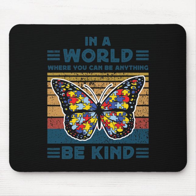 Sei netter Autismus Awareness Puzzle Butterfly Wäh Mousepad (Vorne)