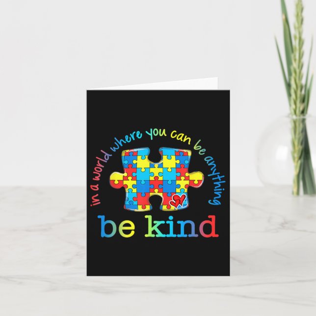 Sei netter Autismus Bewusstsein Puzzle Rainbow Wäh Karte (Vorderseite)