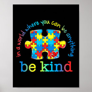 Sei netter Autismus Bewusstsein Puzzle Rainbow Wäh Poster