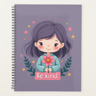Sei nettes Niedliches Mädchen mit Blume-positiver  Planer