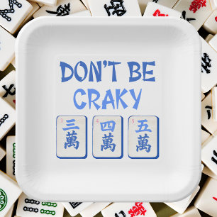 Sei nicht Craky Mahjong Blue Crak Tiles Pappteller