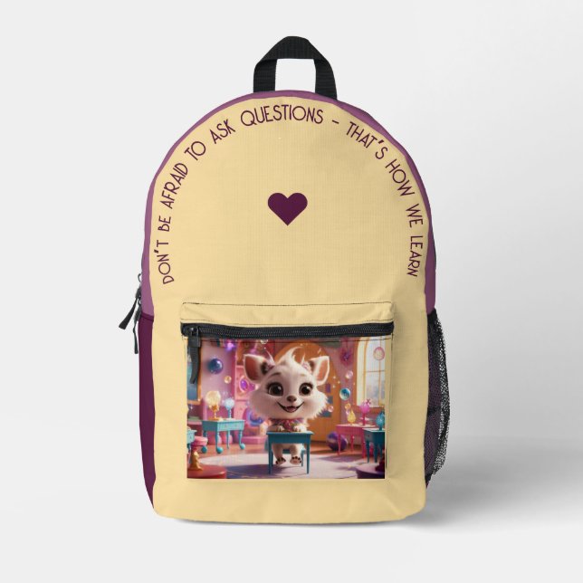Sei nicht davor... bedruckter rucksack (Vorderseite)