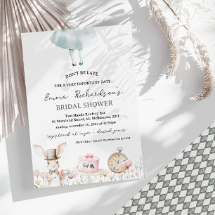 Sei nicht zu spät in der Alice im Wunderland Braut Einladung