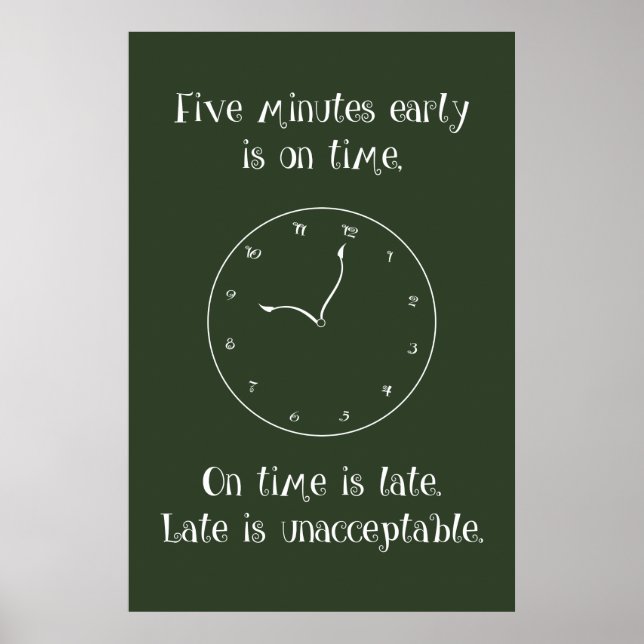 Sei nicht zu spät! Klassenposter Poster (Vorne)