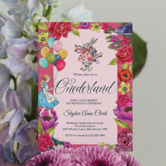 Sei nicht zu spät Vintag in Onederland Einladung