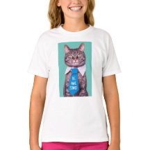 "Sei PHANTASTISCH!" Katze in blauer Krawatte, Aqua