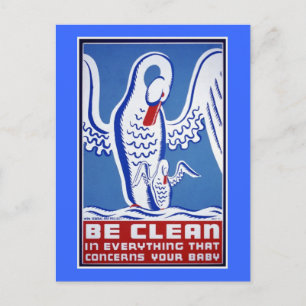 Sei sauber Vintage-WPA-Plakat Postkarte