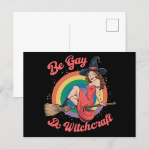 Sei schwul, mache Hexerei Gay Pride Hexe Halloween Postkarte