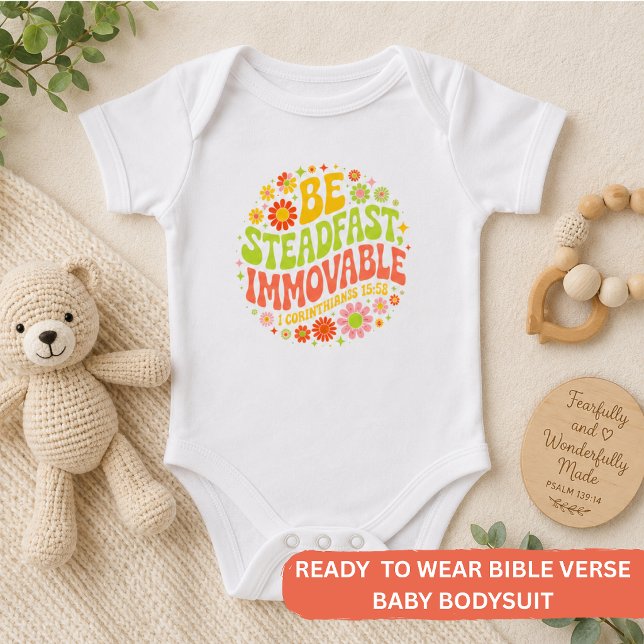 Sei standhaft und unerschütterlich – Wellige Blume Baby Strampler (Von Creator hochgeladen)