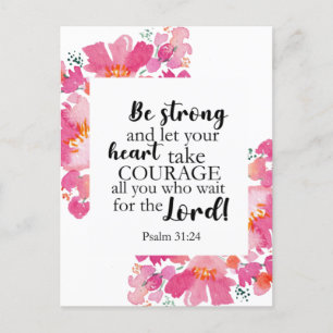 Sei stark & fasse Mut Psalm Rosa Blumenbibel Feiertagspostkarte