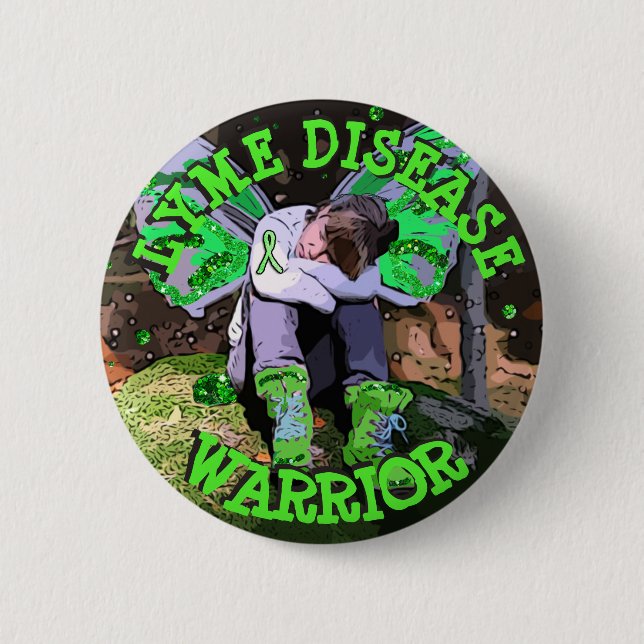 SEI STARK LYME-BORRELIOSE KRIEGER Feen-KNOPF Button (Vorderseite)