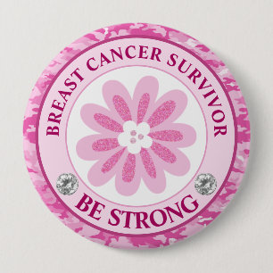 Sei stark Rosa-Blumen-Bewusstseins-Design Button