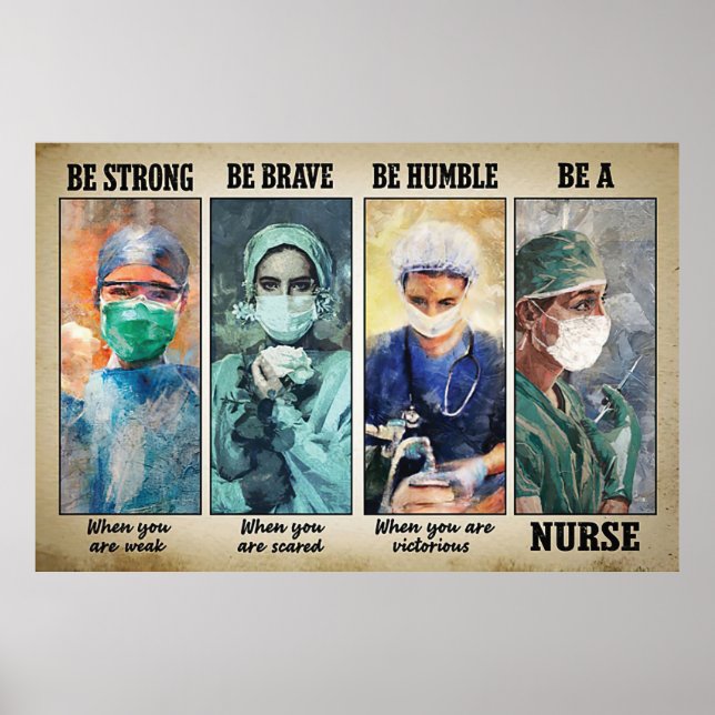 Sei stark sein mutig sein Humor sei ein Krankenpfl Poster (Vorne)