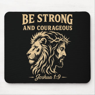 Sei stark und mutig Löwe Josua 1_9 Christlich Mousepad