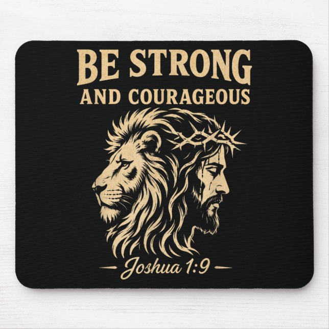 Sei stark und mutig Löwe Josua 1_9 Christlich Mousepad (Vorne)