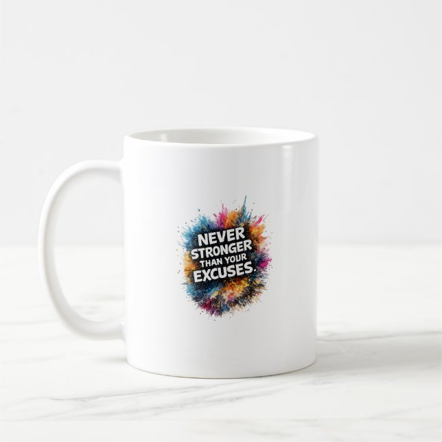 Sei stärker als deine Ausreden abstraktes Design Kaffeetasse (Links)